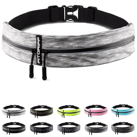 Fitgriff® Running Belt for Men & Women - Secure Jogging Pouch for Phone, Keys & Essentials - For All Cell Phones (Whtie, 33.5" - 47.5" Waist Size)