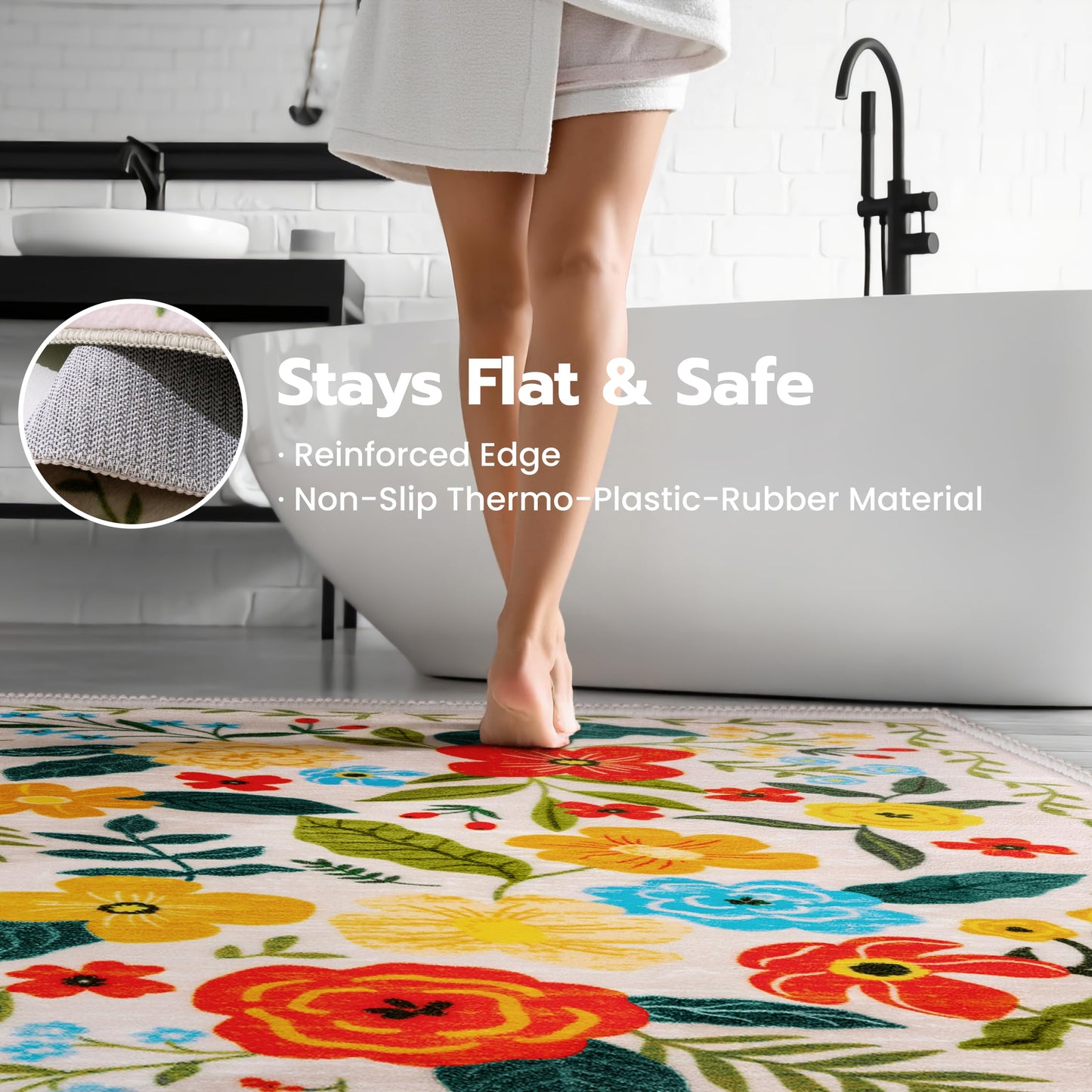 Joiedomi 5'x7' Area Rugs for Living Room Non-Slip Washable Rug with Rubber Backing Large Soft Boho Floral Carpet for Bedroom Kids Nursery Dining Room (Beige)