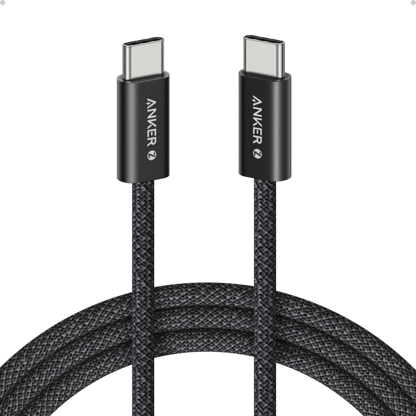 Anker Zolo USB C to USB C Cable, Braided and Dirt-Free Type-C Fast Charging Cable, Slim Connector, for iPhone 17 Series, MacBook (240W) (White, 3.3 FT)