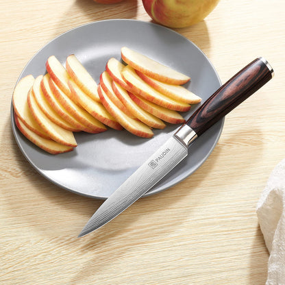 PAUDIN Utility Knife, Kitchen Knife 5 Inch, High Carbon Stainless Steel, Multipurpose Paring Knife for Fruit and Vegetable Cutting with Wooden Handle, Premium Gift Box