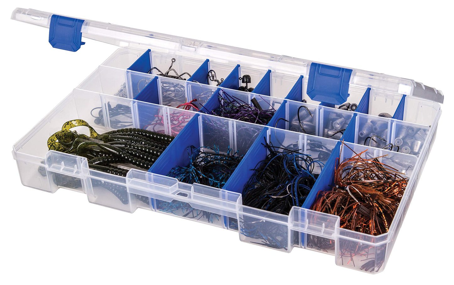 Flambeau Outdoors 5003 Fishing Tackle Box - Includes 15 Dividers, 25 Compartments, Clear Tackle Box Fishing Lure Organizer, Tuff Tainer Tackle Box with Zerust Anti-Rust Dividers