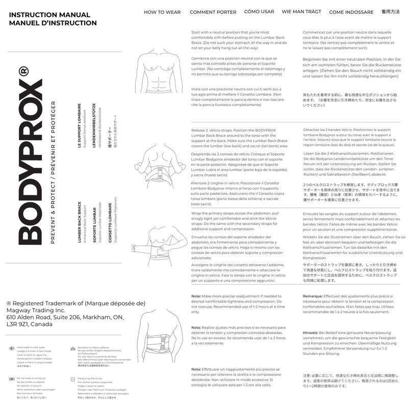 Bodyprox Lumbar Support Back Brace for Men and Women (Regular 28" - 50")