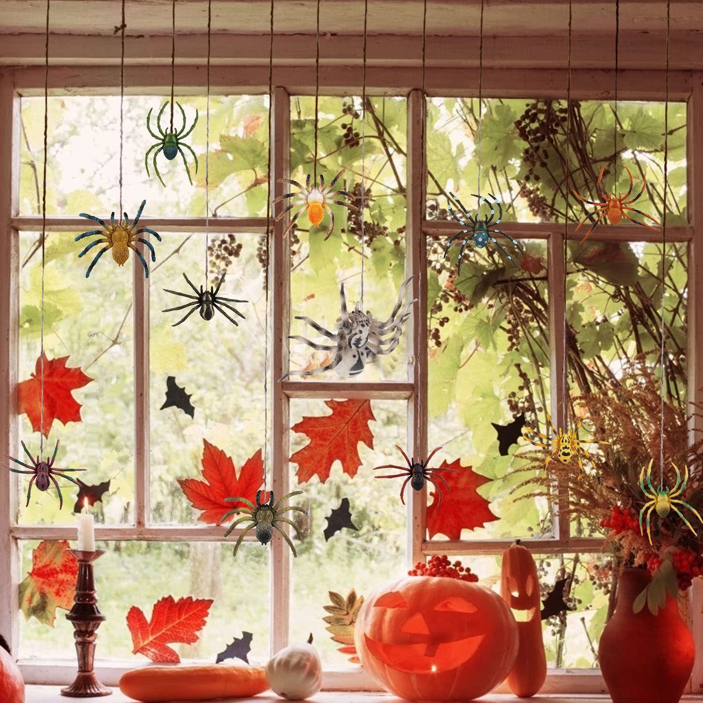 FLORMOON Realistic Animal Figures - Spider Action Model Lifelike Insect Toy Figures - Educational Learning Toys Birthday Set for Boys Girls Kids Toddlers (Giant Whiteknee)