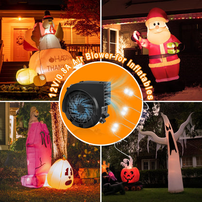 12V 0.8A Replacement Air Blower for 5-8FT Halloween Christmas Inflatables with 1.5A Adapter 3 LED Light Fans Outdoor Blow Up Motor Replacement Fan Blower Parts for Inflatables Yard Decorations