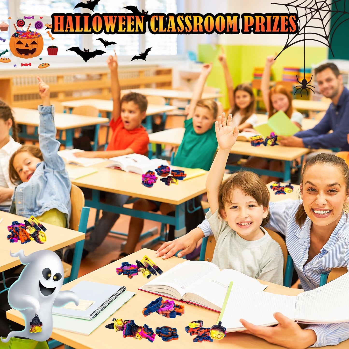 Halloween Pop Fidget Toys Bulk Its Halloween Party Favors for Kids 30PCS Mini Pop Keychain It Halloween Trick or Treat Party Supplies Halloween Goodie Bag Fillers Fidgets for Classroom Prizes for Kids