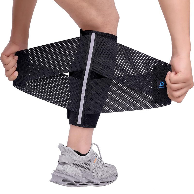 iDonua Calf Brace Compression Sleeve for Torn Calf Muscle fit Men & Women, Innovative 2 Layer Elastic Bandage for Legs adds Extra Pressure for Strain, Swelling, Cramps, Varicose Vein -L/XL