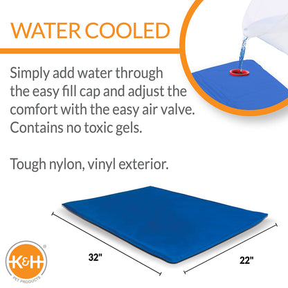K&H Pet Products Cool Bed III Dog Cooling Mat, Indoor Outdoor Cooling Beds for Medium Dogs, Chilling Pet Pad for in Home, Outdoor Houses, Crates, Yards, Porches - Medium 32 X 22in Chill Blue