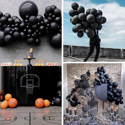 PartyWoo Black Balloons 50 pcs 12 Inch Matte Black Latex Helium Balloons for Graduation Halloween New Year Anniversary Birthday Retirement Party Decorations Black-Y18