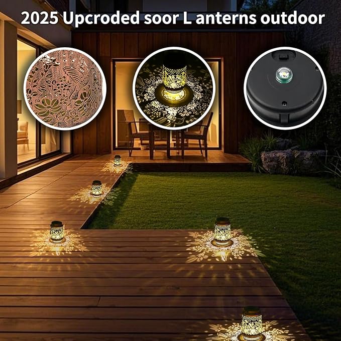 Solar Outdoor Hanging Lanterns,Hummingbird/Dragonfly Decor Lantern,Waterproof Metal Decorative Garden Light for Patio Yard Lawn Backyard Front Porch,Gifts for Women Mom Grandma (Hummingbird)