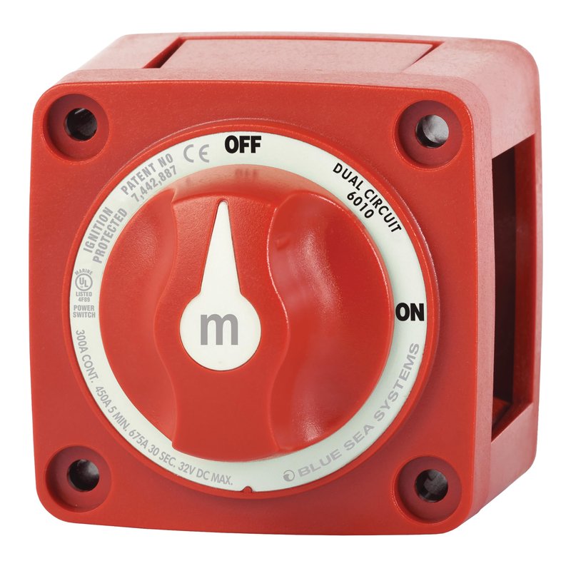 Blue Sea Systems Mini Dual Circuit Battery Switch, Red, 6010 m‑Series