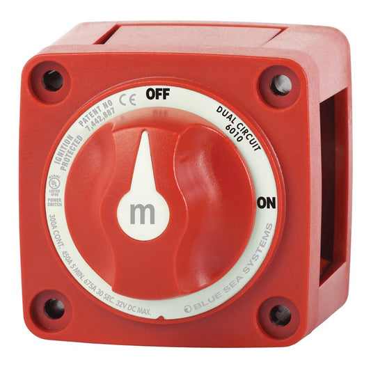 Blue Sea Systems Mini Dual Circuit Battery Switch, Red, 6010 m‑Series
