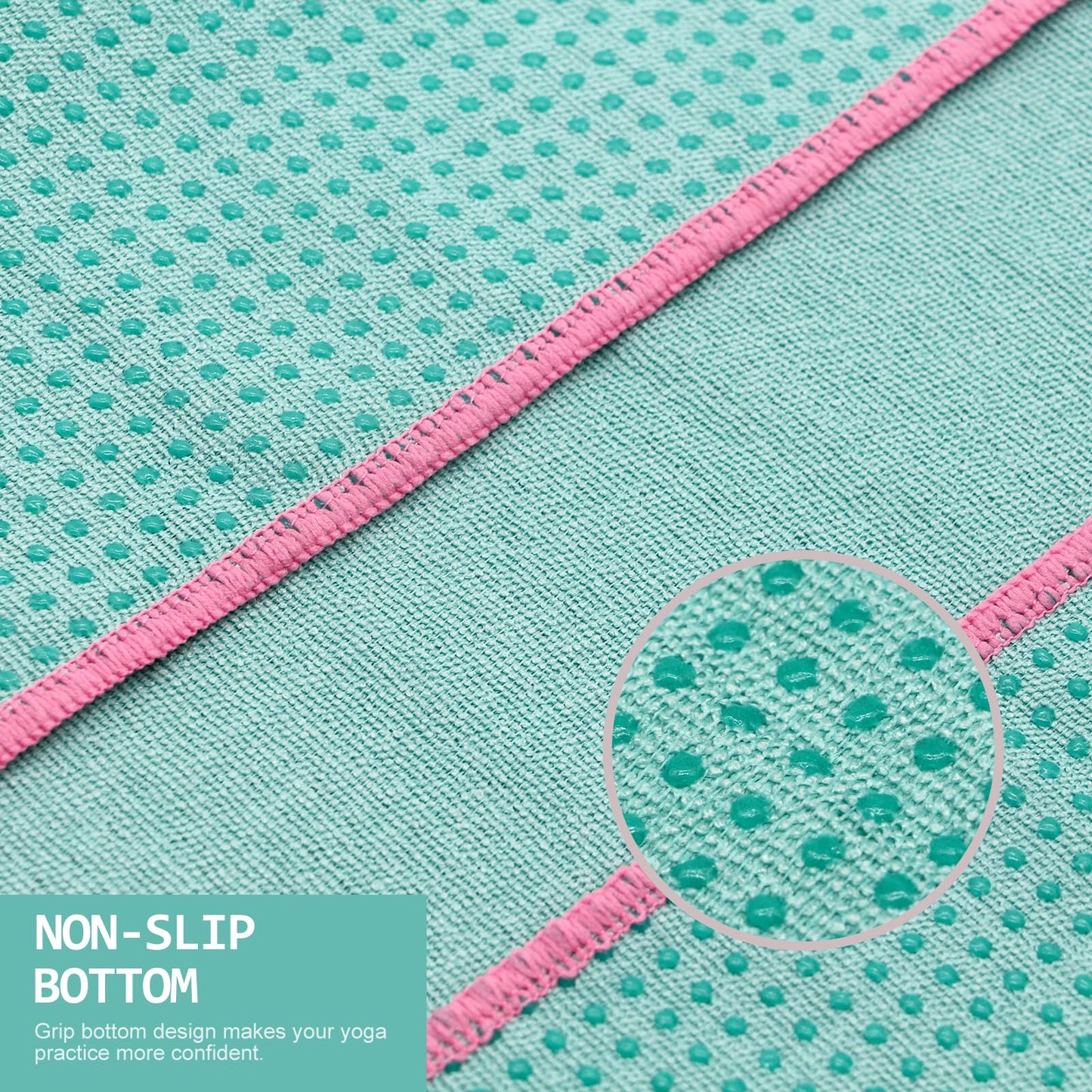 Eunzel Hot Yoga Towel - Microfiber Non Slip Yoga Mat Towel with Grip Dot Sweat Absorbent Towel for Hot Yoga, Pilates and Fitness 72" x 24", Dark Cyan/Orange