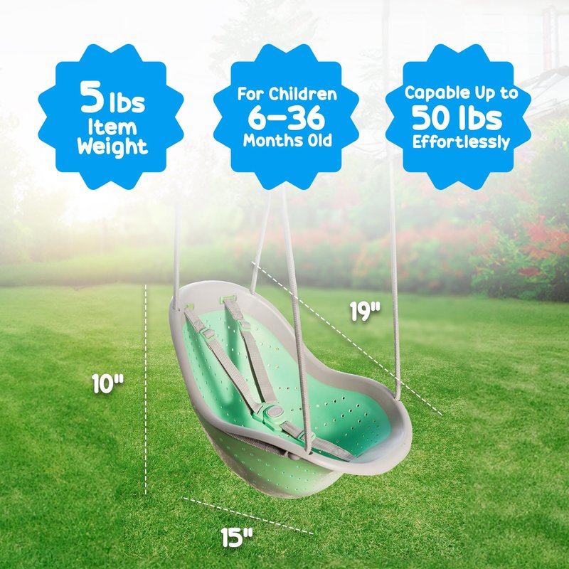 Sweeng Child Swing with Ease Z Adjust Harness Straps, Collapsible and Flexible Design, and Easy Hang Metal Hooks for Patio, Lawn, and Garden, Teal