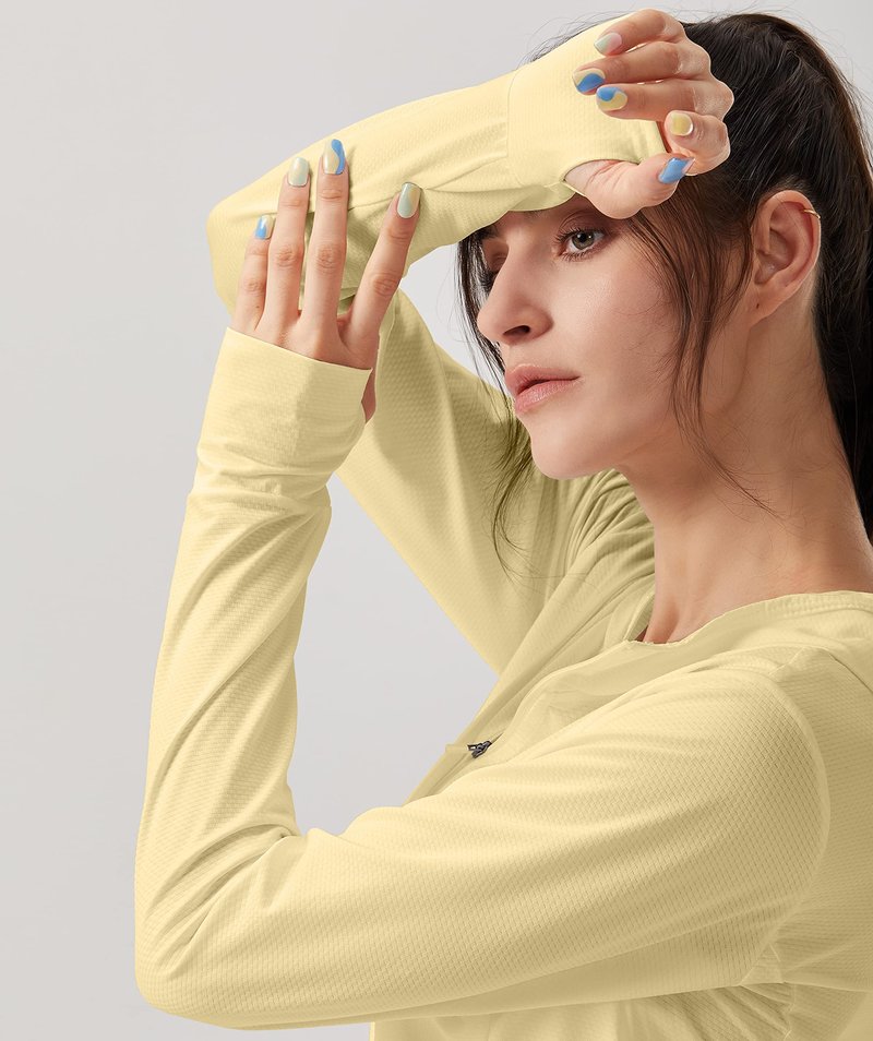 Soothfeel Women's UPF 50+ Sun Protection Hoodie Jacket Lightweight Long Sleeve Sun Shirt for Women with Pocket Hiking Outdoor Light Yellow 3XL
