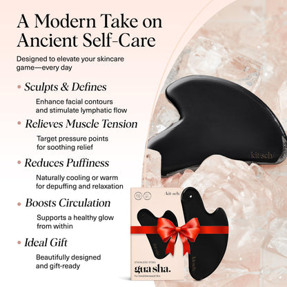 Kitsch Stainless Steel Gua Sha Facial Tools - Guasha Tool for Face, Face Sculpting Tool, Jawline Shaper, Double Chin Reducer, Body Gua Sha Tools, Lymphatic Drainage Massager, Facial Skin Care - Silver