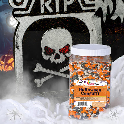 Halloween Sprinkles - 10 ounces - Ghost Bat Pumpkin Confetti Quins - Spooky Dessert Topping Mix - Halloween Jimmies for Cakes, Cupcakes, Cookies