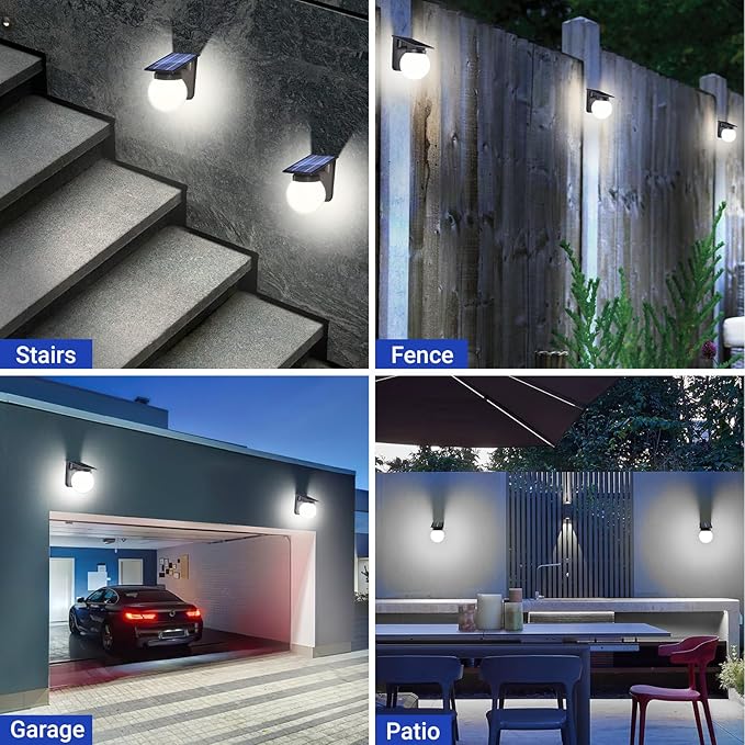 Solar Wall Lights Outdoor, 1 Pack, 3 Lighting Modes, IP65 Waterproof, Wireless Solar Powered LED Lights for Backyard, Garden, Fence, Patio, Front Door - Bright & Durable Outdoor Lighting