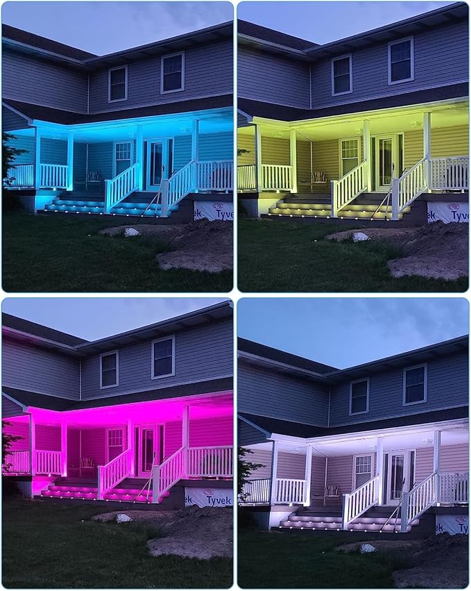 HIBOITEC RGB Deck Lights Kit with Low Voltage Transformer Timer and Photocell Sensor Outdoor IP67 Waterproof for Garden Yard Stair Patio 10 Packs