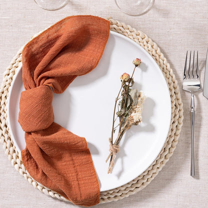 MLMW Fall Thanksgiving Cloth Napkins Set of 6 Terracotta Dinner Cotton Linen Napkins Bulk Washable 16.5"×16.5" for Wedding Party Baby Shower Bridal Shower Birthday