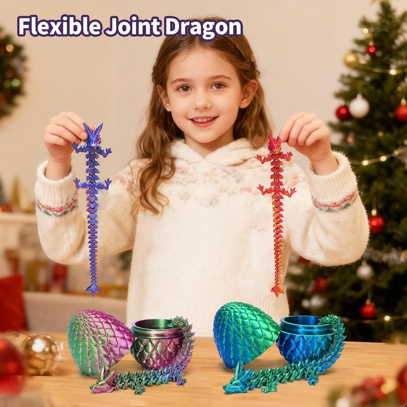 Zobetro Easter Basket Stuffers, 3D Printed Dragon Surprise Egg, Executive Dragon Fidget Desk Toys Decorative Easter Egg Fillers Easter Gifts for Boys Kids Home Decor ((Yellow&Green))