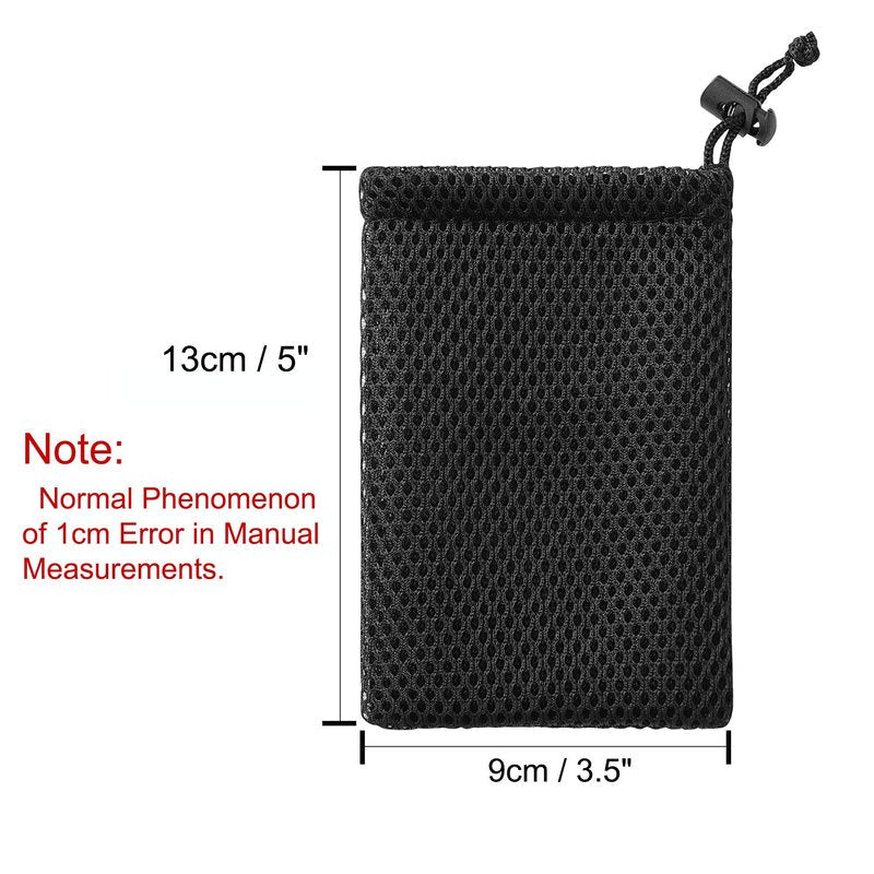 uxcell Nylon Mesh Drawstring Bag, 5 x 3.5 Inch Small Storage Pouch String Bags for Mini Stuff MP3 Charger Earphone Key, 3pcs Travel Kit Organizer for Lipstick Cosmetic Jewelry, Black