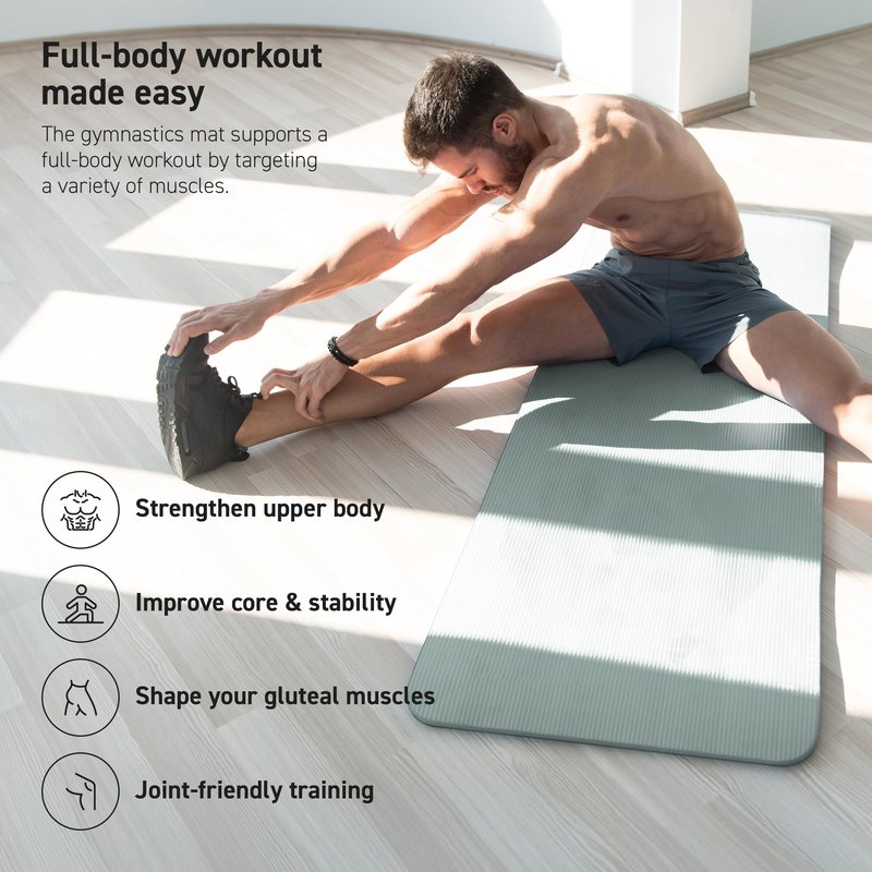 MSPORTS Thick Yoga Mat Premium Non Slip – Extra Comfortable Exercise Mat for Home Workouts, Pilates, Stretching & Gym – Cushioned NBR Foam, Yoga Mat with Strap, for Women & Men (Mint, 74.5 x 32 x 0.6 in)