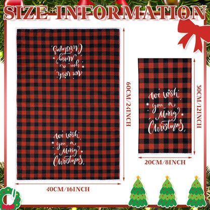 Patelai 4 Pack Christmas Kitchen Towels Buffalo Plaid Tea Dishtowels Farmhouse Winter Bathroom Hand Towels Christmas Decorations for Kitchen Holiday Xmas Housewarming Gifts(Red Black,Tree)