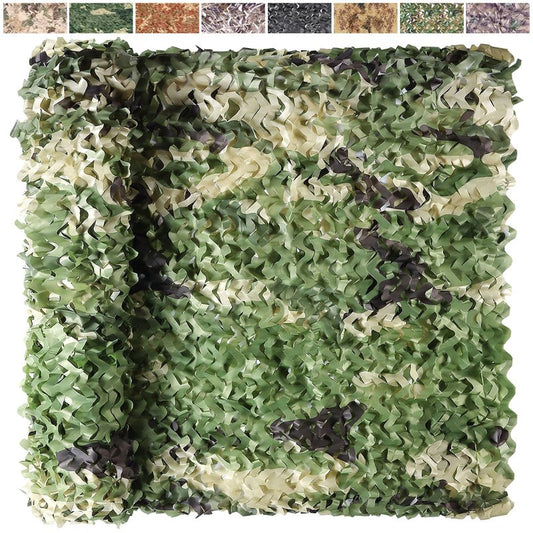 Yeacool Camo Netting Camouflage Netting Sunshade Net for Decor Hunting Blind Outdoor Photography Dinosaur Birthday Theme Party Decoration (5 Color Woodland, 4.9ftx19.7ft,1.5m*6m)