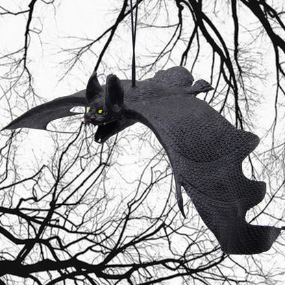 ATDAWN Halloween Hanging Bats, Rubber Bats, Realistic Looking Spooky Bats, Flying Bats Halloween Decoration, 6 Pack