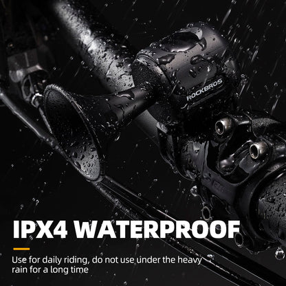 ROCKBROS Electric Bike Horn 120dB Adults Kids Bike Horn Alarm IPX4 Waterproof Electronic Bicycle Horns for Handlebars Ebike Scooter Horn Black
