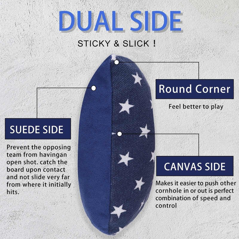 EunHo Regulation Cornhole Bags Set of 8 - Dual Sided Slick and Stick Cornhole Bean Bags for Tossing Game Professional All Weather Pro Corn Hole Bags with Tote Bag (American Flag)