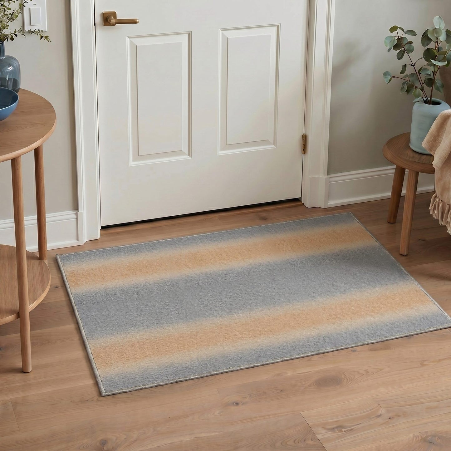BEIMO 5X7 Area Rugs Minimalist Gradient Stripes Rug, Low Pile Non Slip Machine Washable Indoor Rug for Living Room Bedroom Dining Room Home Office, Muted Gray