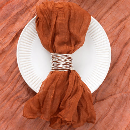 DeZerlor 20 Pack Terracotta Cheesecloth Napkins Burnt Orange Fall Cloth Napkins Set of 20 Rust Thanksgiving Table Napkins Bulk 21x21 Inches for Wedding Bridal Baby Shower Dinner Party Decor