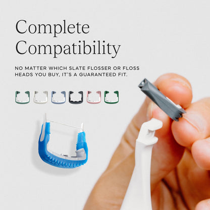 Slate Electric Flosser - Starter Set | 3-in-1 Dentist-Invented with Reusable Floss Heads, Gum Brushes & Tongue Scraper | More Effective Than String or Water Floss