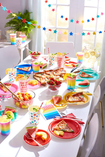 American Greetings 50-Count 7 in. x 7 in. Rainbow Paper Dessert Plates