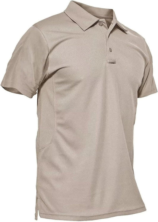 Men's Quick Dry Tactical Polo Shirt - Performance Short Sleeve Golf Shirt in Pique Jersey