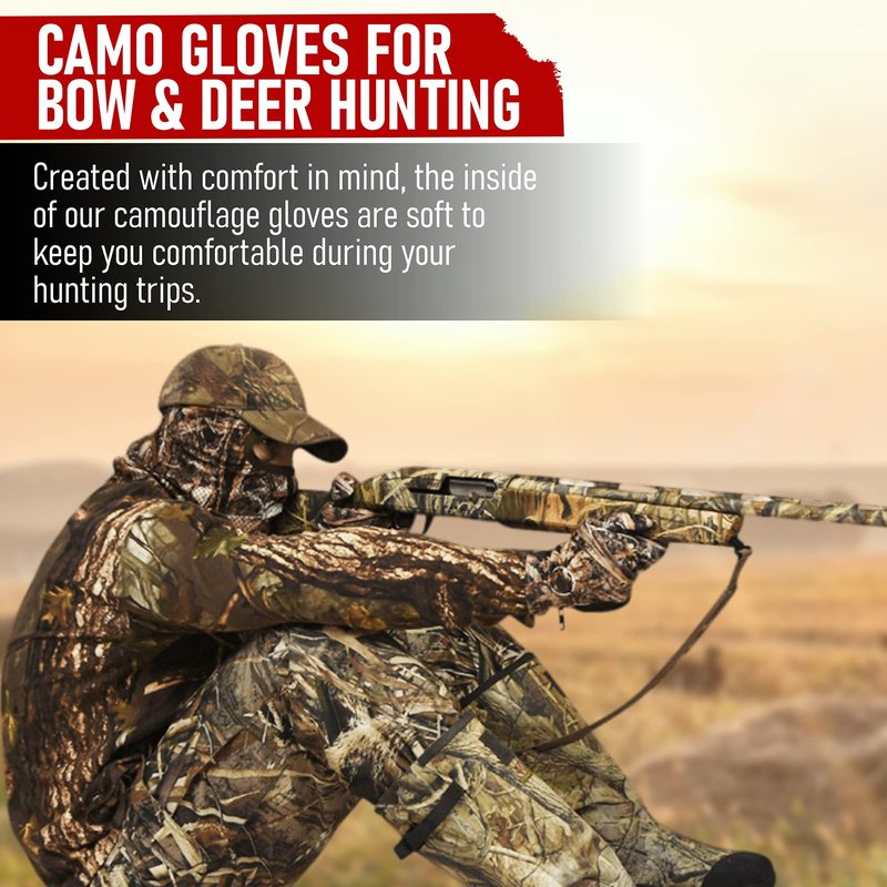 DecoyPro Men’s Camo Touchscreen Hunting Gloves – Lightweight, Thin, High-Performance Hunting Gear – L/XL