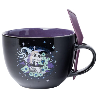 Silver Buffalo Nightmare Before Christmas Celestial Jack and Zero 24oz Ceramic Soup Mug with Spoon