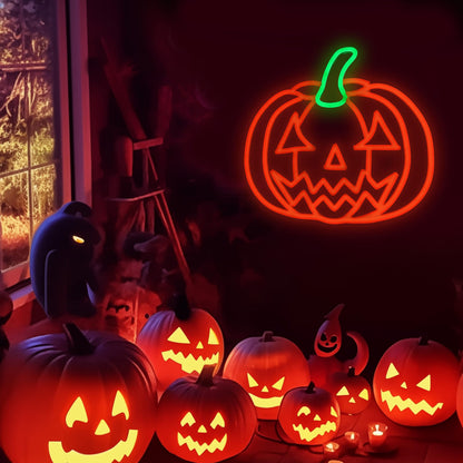 Halloween Neon Sign, Halloween Pumpkin Neon Light Battery or Usb Powered for Wall Decor, Adjustable Brightness Halloween Neon Light(12.9 x 11.8 inches)