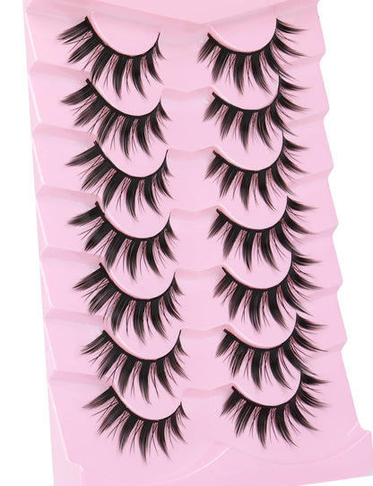 False Eyelashes Manga Anime Lashes Japanese Cosplay Spiky Lashes Mink Dramatic Thick Fake Eyelashes Extensions Doll Strip Lashes 7 Pairs Pack by EYDEVRO