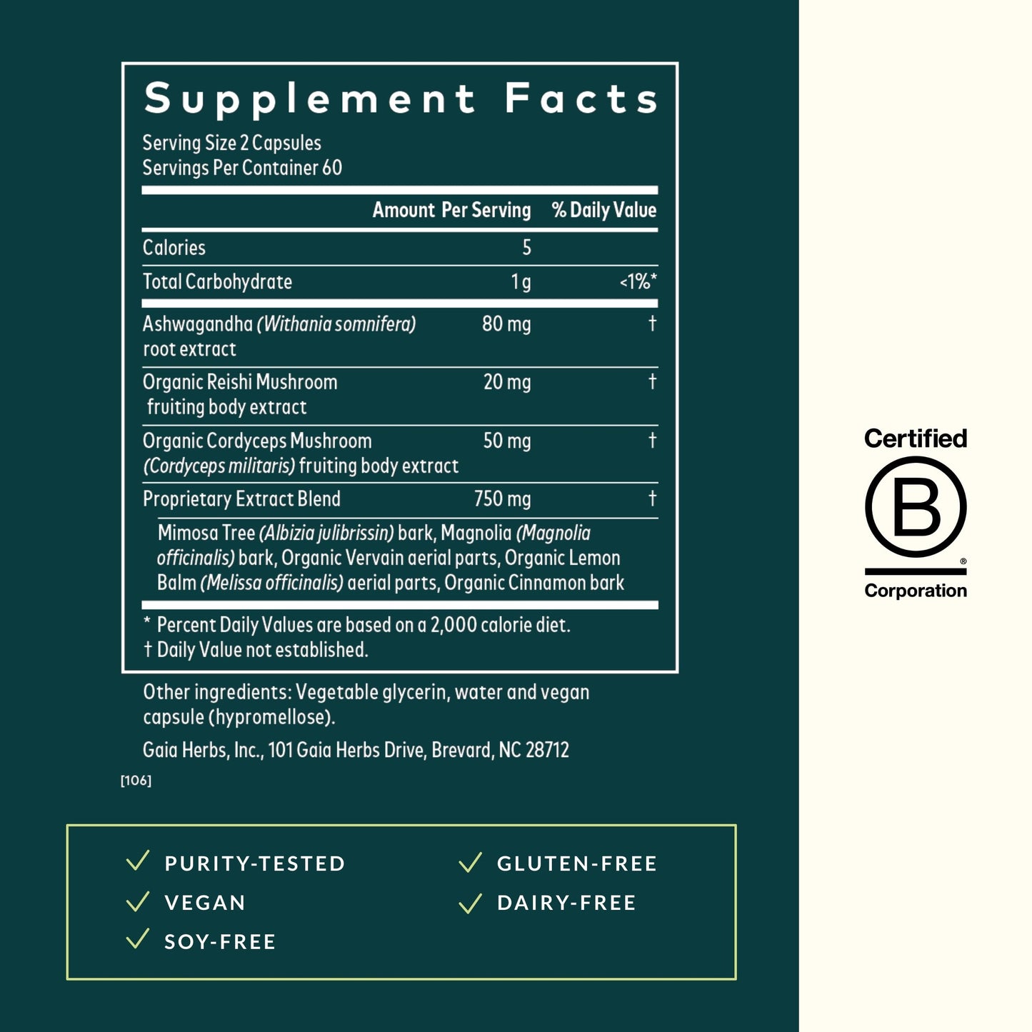 Gaia Herbs Adrenal Health Nightly Restore - Herbal Supplement with Ashwagandha, Magnolia Bark, Cordyceps, Lemon Balm & More - 120 Vegan Liquid Phyto-Capsules (60 Servings)