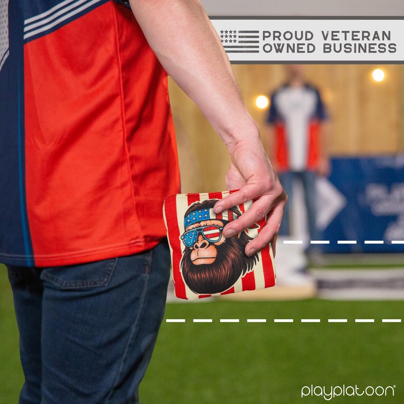 Play Platoon Competition Series Professional Cornhole Bags Set of 8 - Double Sided Slick and Stick with Rubber Sticky Dot Slow Side Corn Hole Bags for Tossing Game - Regulation Weight, Designed in USA