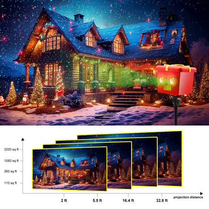 Christmas Halloween 13 Patterns Themes Gift Box Projector Lamp,Led Projector Lights with Remote Control,IP65 Waterproof Garden Decoration Lights,Indoor Outdoor Holiday Decor,Festival Gifts