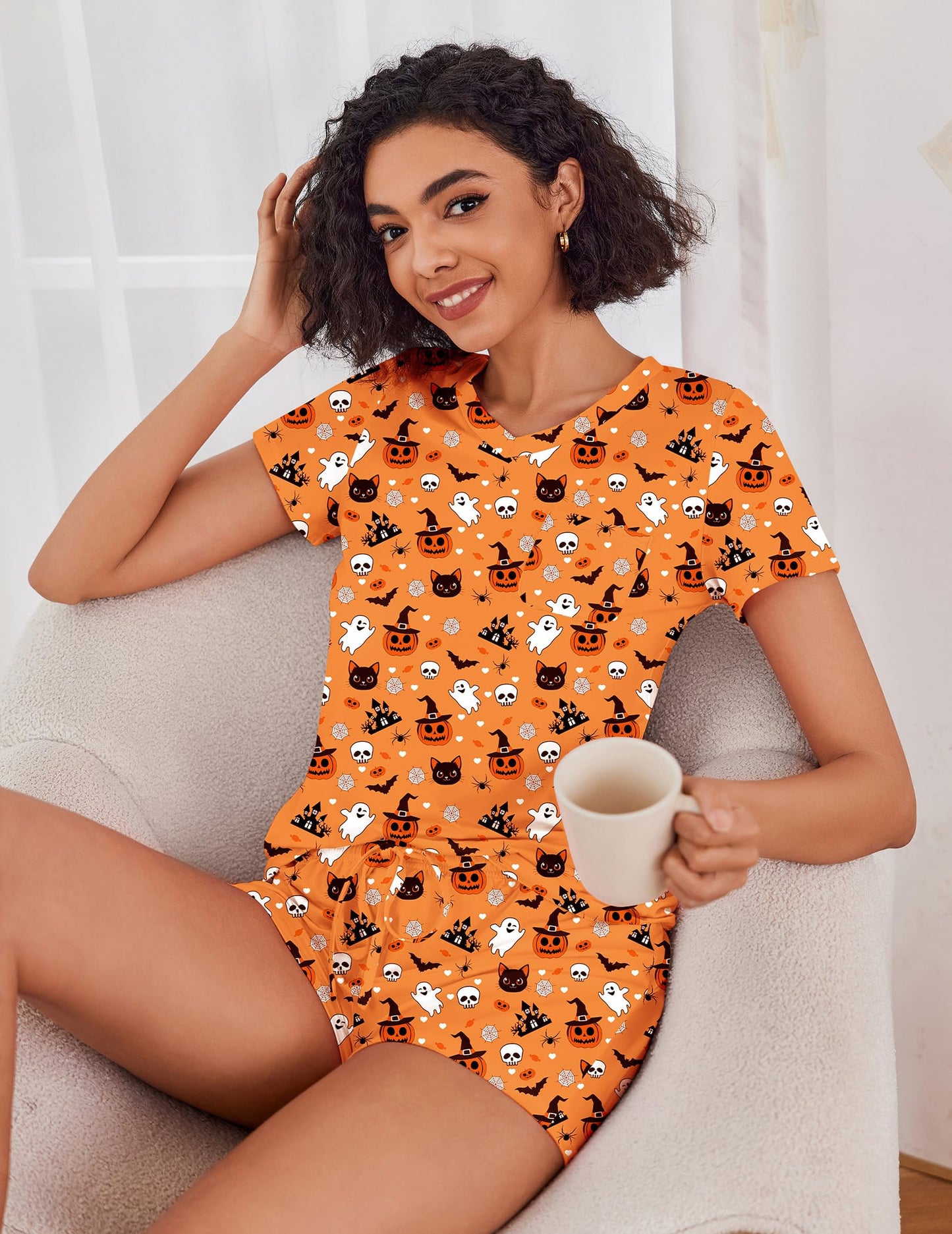 Ekouaer Womens Pajama Sets Short Sleeve Pajamas for Women Sets Soft Lounge Sets Casual V Neck Sleepwear PJS