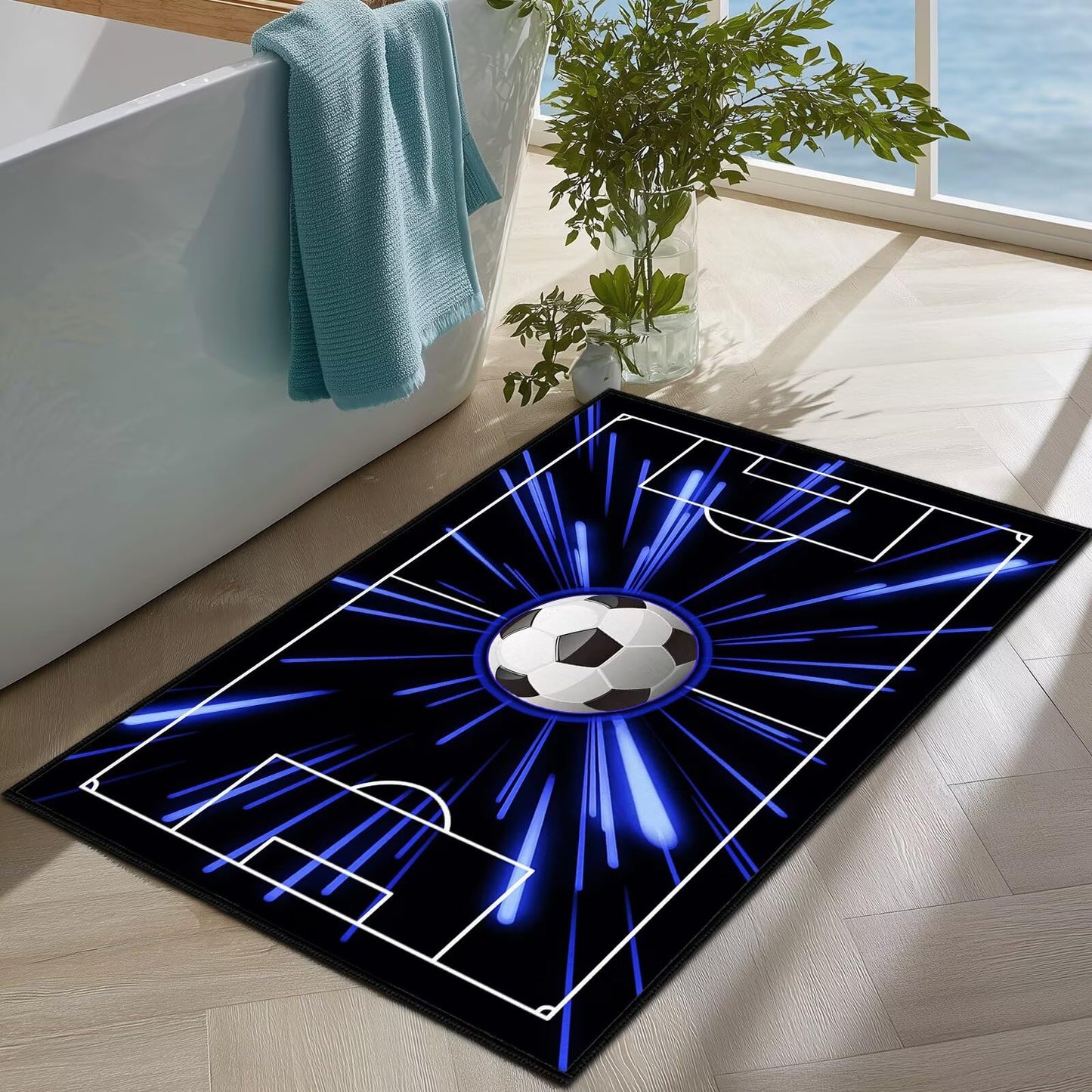 Soccer Rug for Boys Bedroom,Sport Area Rug for Entryway 2x3 Washable Rugs Sports Throw Rug Ultra Thin Entry Rugs Non-Slip Entrance Indoor Mat Floor Carpet for Front Door,Bedside,Bathroom,Game Room