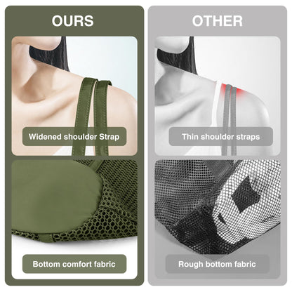 KALIDI FANCY FOREST Beach Mesh Tote Bag, Womens Shoulder handbag MAX 27L Grocery Bag Army Green