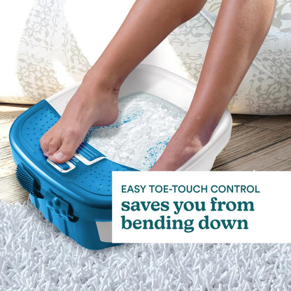 Homedics Bubble Bliss Deluxe Foot Spa with Heat Massaging Arch, 3 Acupressure Attachments, Splash Guard, Raised Nodes Creates Bubbles, Improves Circulation, Soothe Tired Muscles, Built-in Storage
