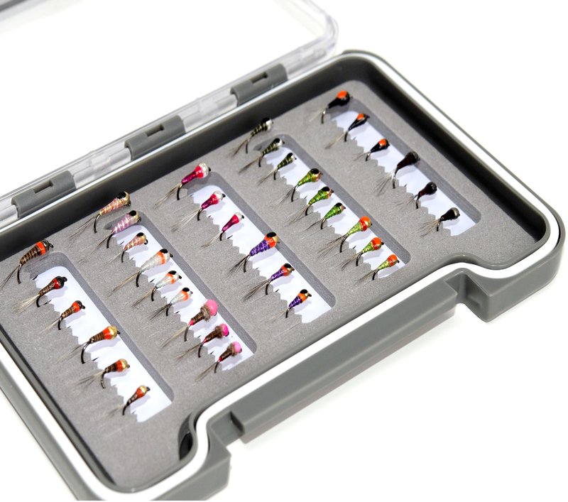 36 Effictive Tungsten Bead Perdigon Nymphs Fly Fishing Flies Assortment | Trout and Grayling Fishing Lure | Waterproof Fly Box