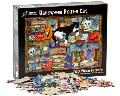 Halloween House Cat Jigsaw Puzzle by Vermont Christmas Company - 100 Piece, Large Pieces Perfect for Kids and Seniors