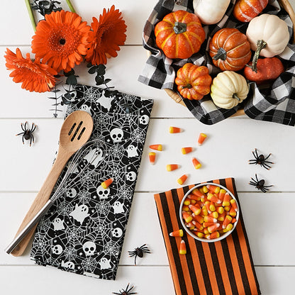 DII Halloween Hand Towels for The Kitchen Decorative Spooky & Fun Cotton Printed Dishtowel Set, 18x28, Haunted Objects, 2 Count